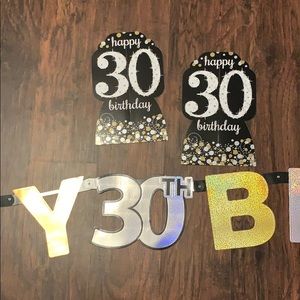 30TH birthday banner & centerpieces